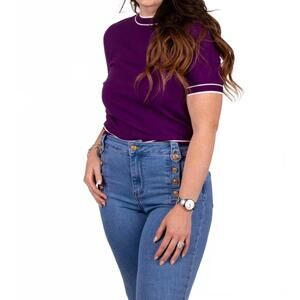 NEW Q2 regal essence short sleeve sweater in purple